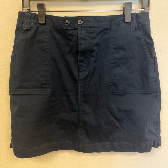 Lands End Mini Skort Blue Button Zipper Cotton Blend Solid with Pockets Girls 16 - Picture 2 of 12